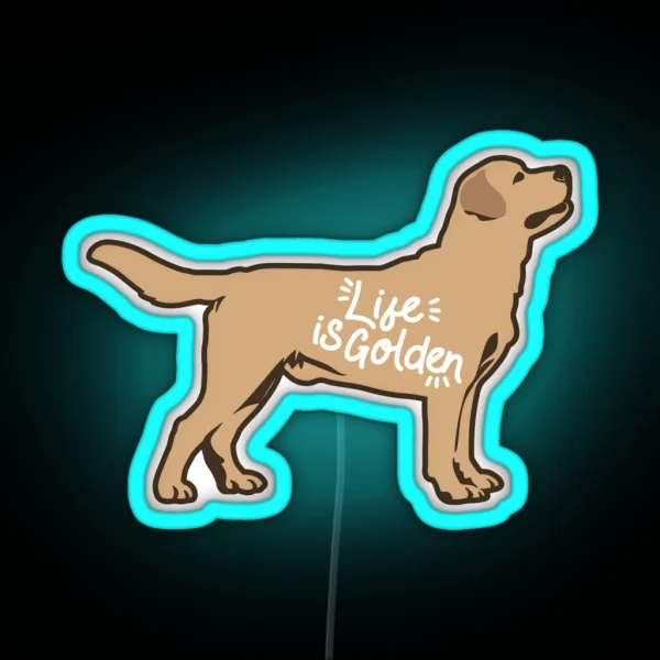 Golden Retriever Life Is Golden RGB Neon Sign