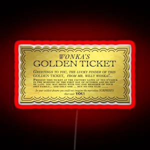 Golden Ticket Chocolate Bar RGB Neon Sign