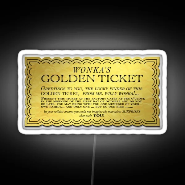 Golden Ticket Chocolate Bar RGB Neon Sign