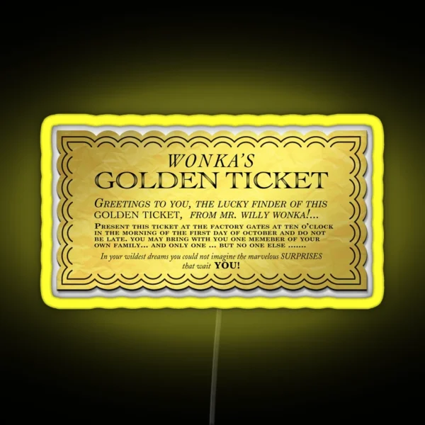 Golden Ticket Chocolate Bar RGB Neon Sign