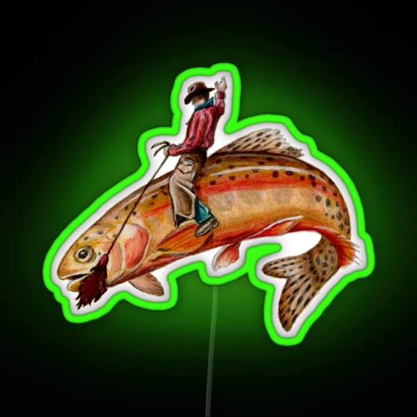 Golden Trout Cowboy RGB Neon Sign