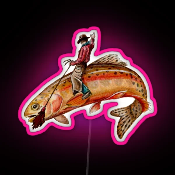 Golden Trout Cowboy RGB Neon Sign