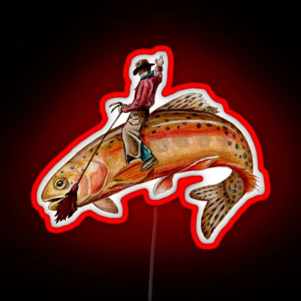 Golden Trout Cowboy RGB Neon Sign