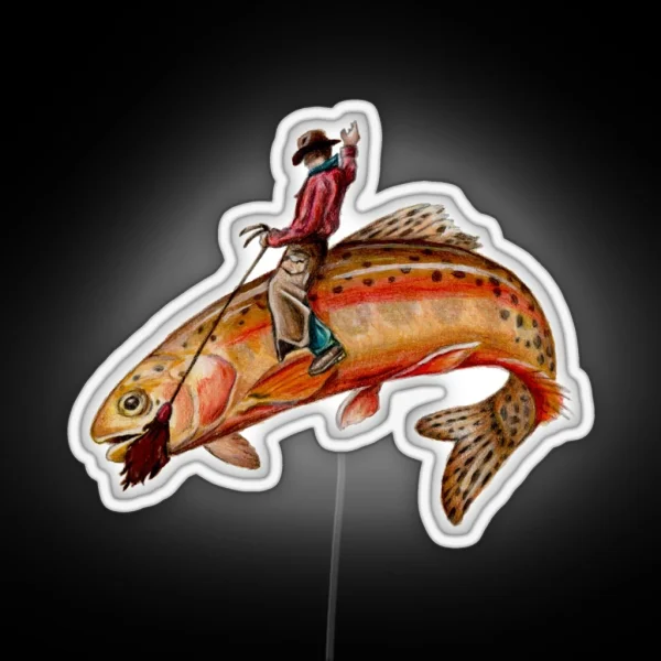 Golden Trout Cowboy RGB Neon Sign