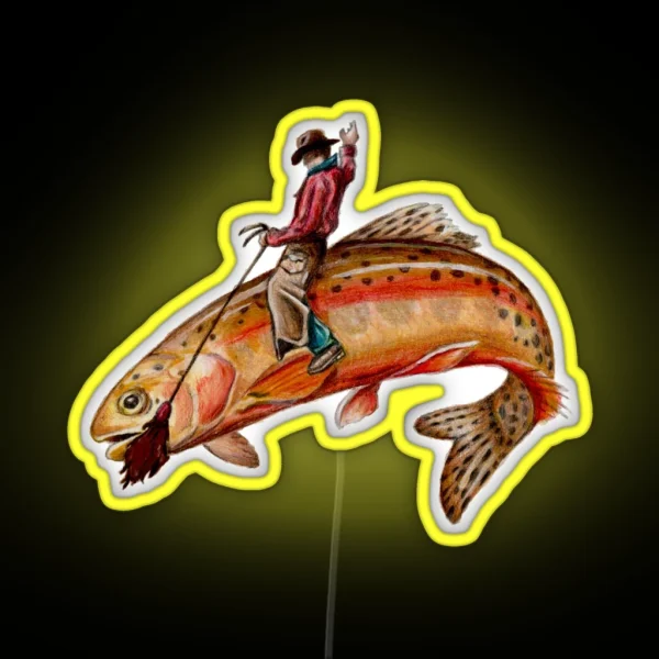 Golden Trout Cowboy RGB Neon Sign