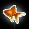Vibrant Neon Sign with Iridescent Rainbow Colors and Goldfish Graphics