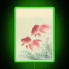 Vintage goldfish block print art neon sign in traditional Japanese style
