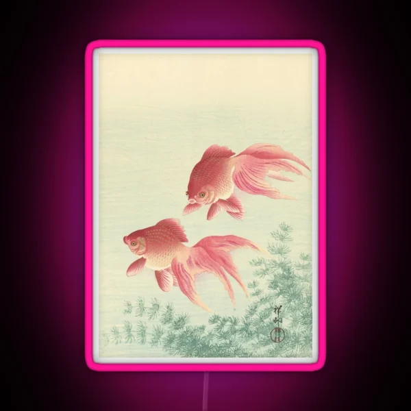 Goldfish Japanese Blockprint Vintage Art RGB Neon Sign