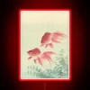 Vintage Japanese blockprint artwork featuring goldfish in radiant neon colors.
