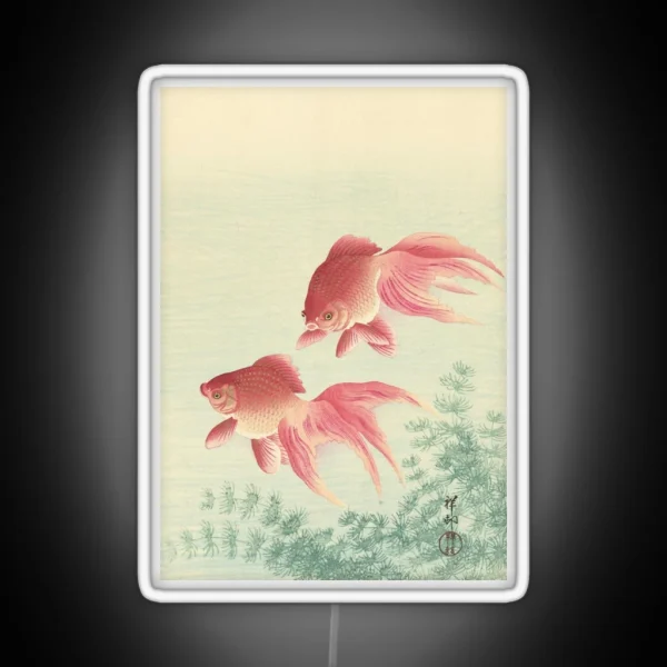 Goldfish Japanese Blockprint Vintage Art RGB Neon Sign