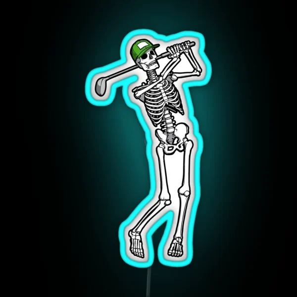Golf Funny Golfing Skeleton Golfer Halloween Pattern RGB Neon Sign