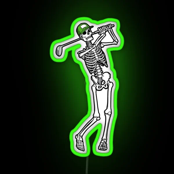 Golf Funny Golfing Skeleton Golfer Halloween Pattern RGB Neon Sign