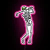 Halloween golf skeleton theme with vibrant RGB colorful illuminated signs