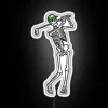 Glowing Neon RGB Sign Featuring a Hilarious Skeleton Golfer Design