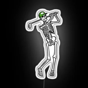 Golf Funny Golfing Skeleton Golfer Halloween Pattern RGB Neon Sign