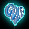 Customizable golf themed heart logo with vibrant RGB neon lighting