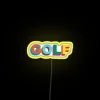 Golf Wang's bold logo illuminated in vibrant neon RGB lighting.