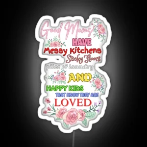Good Moms Have Messy Kitchen Aquamarine Vintage Aesthetic Digital Printable Retro Designs For Kitchen Home Dining Room Decor Wall Art Print RGB Neon Sign