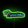 Vibrant Palm Tree Neon Sign led for Good Vibes Decor Only