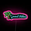 RGB Neon Sign with Palm Tree Design for Good Vibes