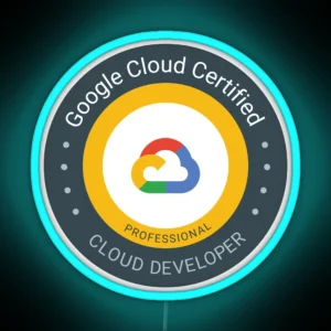 Google Cloud Certified Cloud Developer Logo Badge RGB Neon Sign