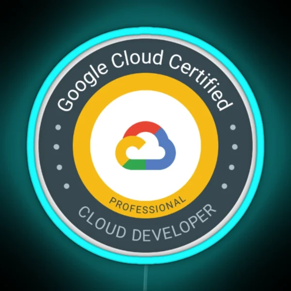 Google Cloud Certified Cloud Developer Logo RGB Neon Sign