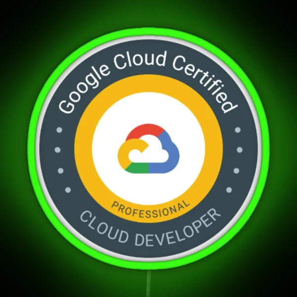 Google Cloud Certified Cloud Developer Logo RGB Neon Sign