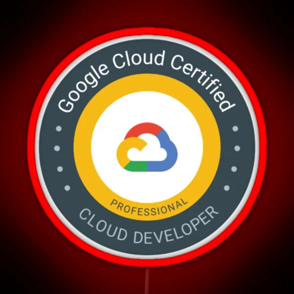 Google Cloud Certified Cloud Developer Logo RGB Neon Sign