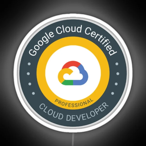 Google Cloud Certified Cloud Developer Logo RGB Neon Sign
