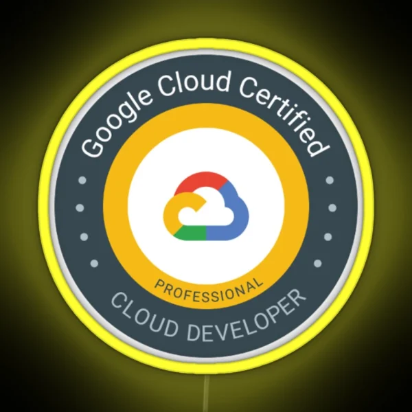 Google Cloud Certified Cloud Developer Logo RGB Neon Sign