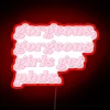 Empowering female intellect and individuality with colorful neon glow.