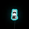 Gothic Lolita charm meets adorable Miffy in colorful neon glow.
