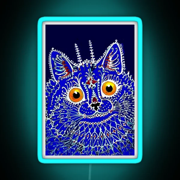 GOTHIC CAT Vintage Louis Wain Abstract RGB Neon Sign
