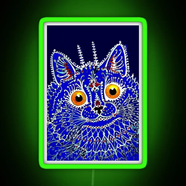 GOTHIC CAT Vintage Louis Wain Abstract RGB Neon Sign