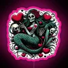 Vibrant Gothic Mermaidcore Valentine's Day Skeleton Mermaid RGB Neon Sign Artwork