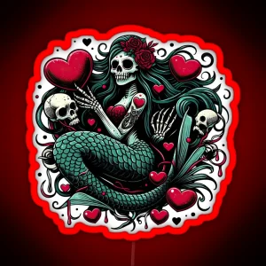 Gothic Mermaidcore Valentine S Day Skeleton Mermaid RGB Neon Sign