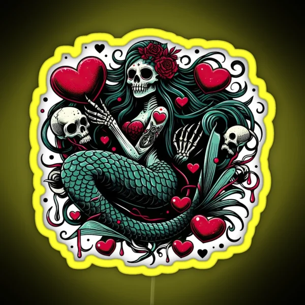 Gothic Mermaidcore Valentine S Day Skeleton RGB Neon Sign