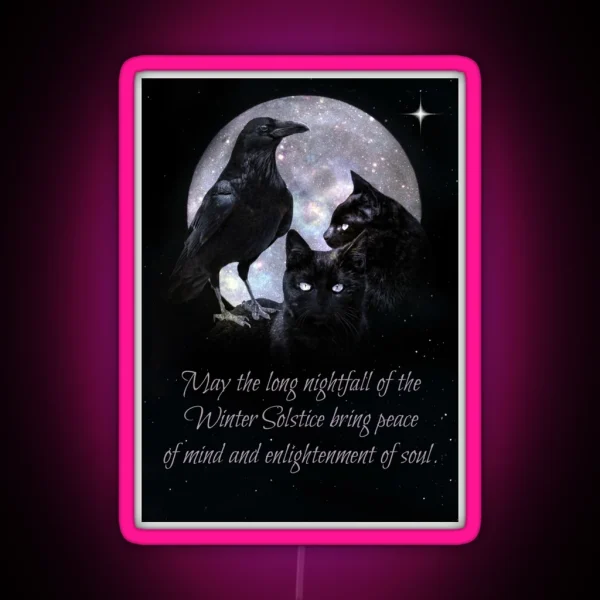Gothic Pagan Wicca Winter Solstice Blessing RGB Neon Sign