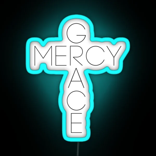 Grace And Mercy Cross RGB Neon Sign