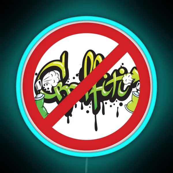 Graffiti Prohibition Sign RGB Neon Sign