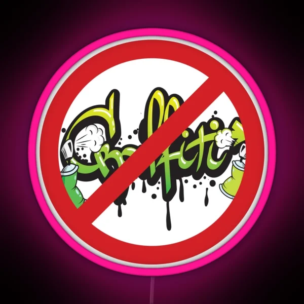 Graffiti Prohibition Sign RGB Neon Sign