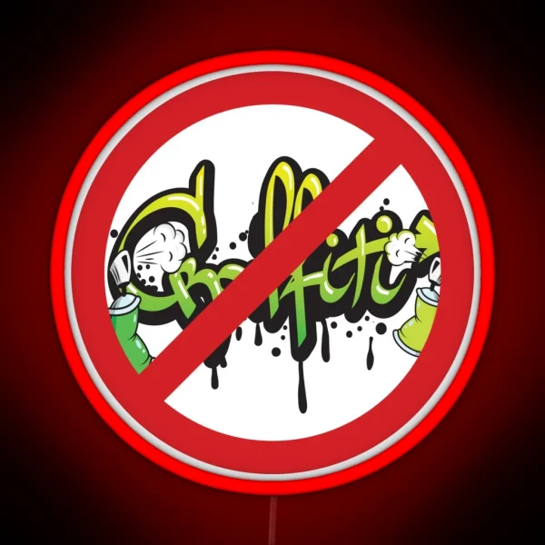 Graffiti Prohibition Sign RGB Neon Sign