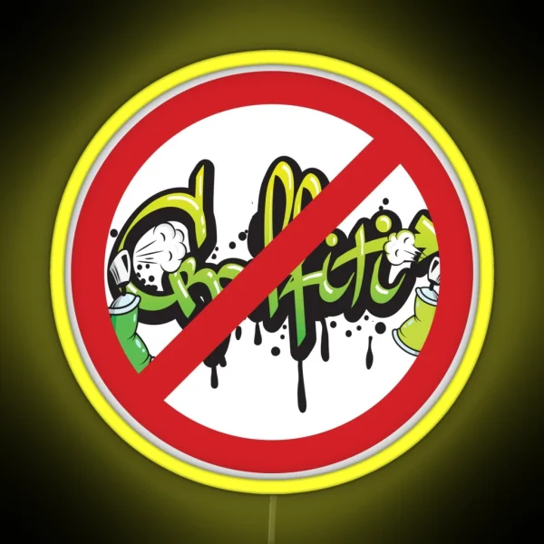 Graffiti Prohibition Sign RGB Neon Sign