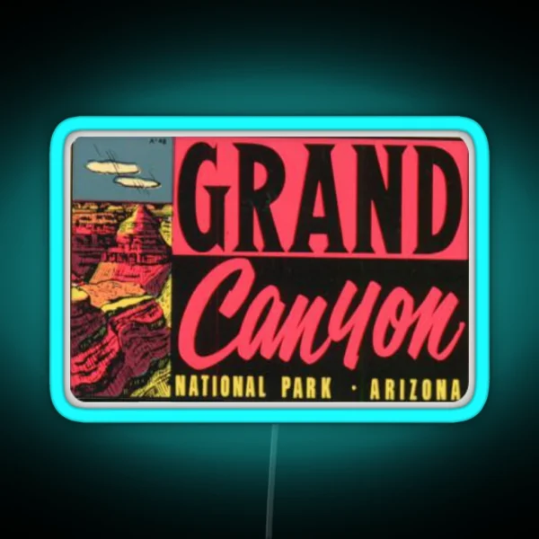Grand Canyon National Park Vintage Travel Decal Led RGB Neon Sign