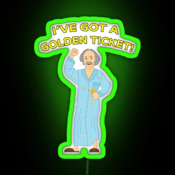 Grandpa Joe Golden Ticket RGB Neon Sign