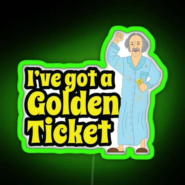 Grandpa Joe Golden Ticket RGB Neon Sign