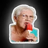 Vintage retro neon sign with bright rainbow Granny ice lolly design