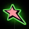 Vibrant Pink and Black Neon Star Sign Decor Y2K Nostalgia