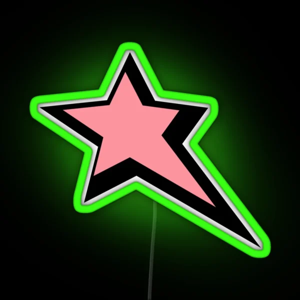 Graphic Y2K Star Pink And Black RGB Neon Sign