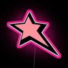 Retro-Futuristic Graphic Neon Sign with Vibrant Pink and Black Glowing Accents